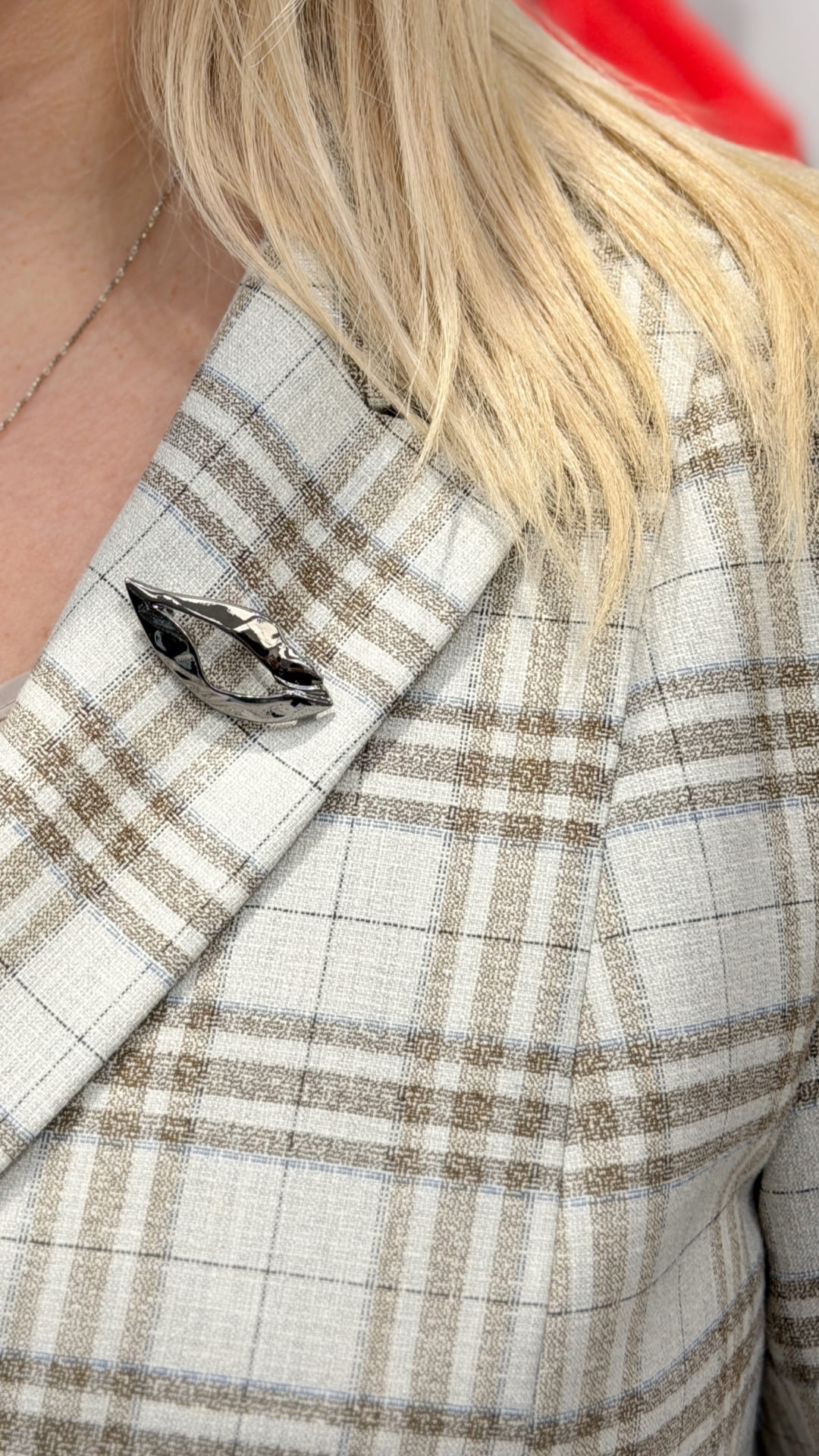 Sacou în carouri cu mânecă 3/4 - imagine 3