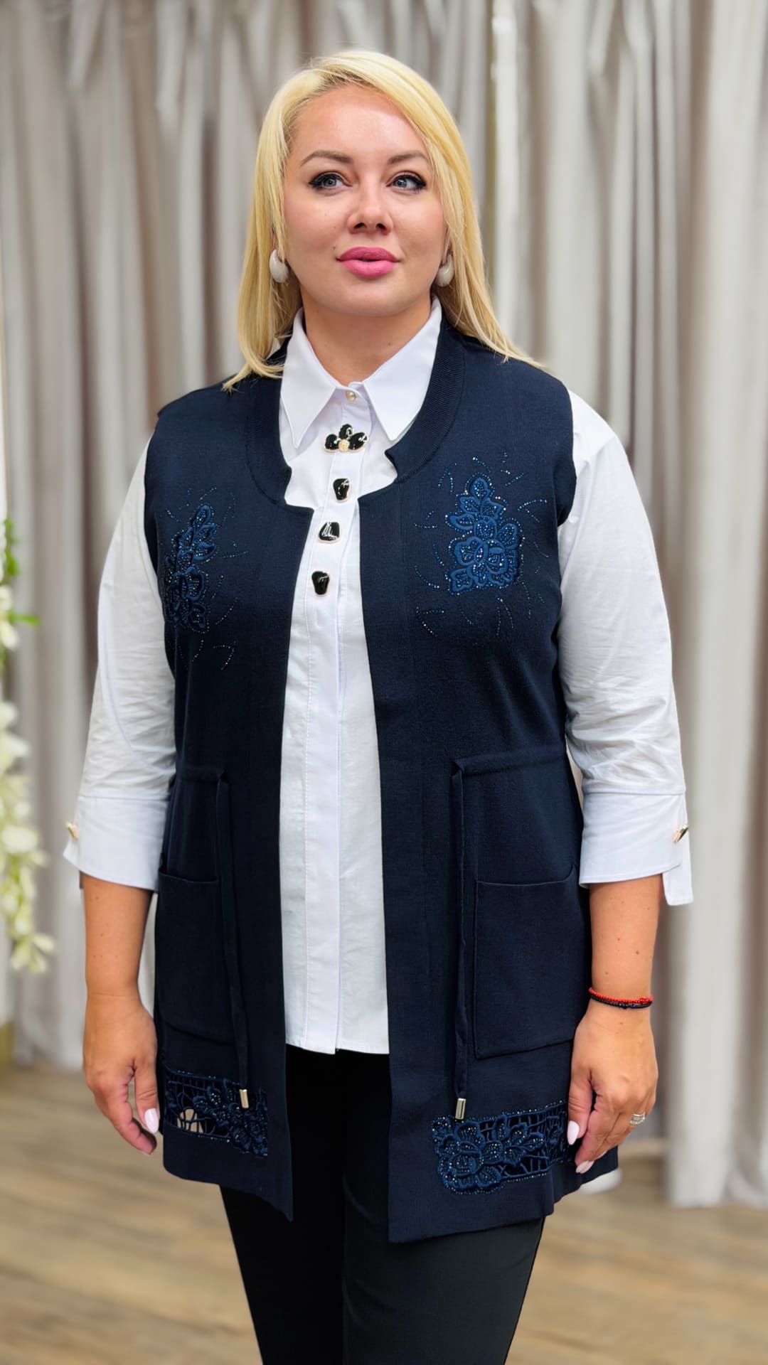 Vestă lungă din tricot