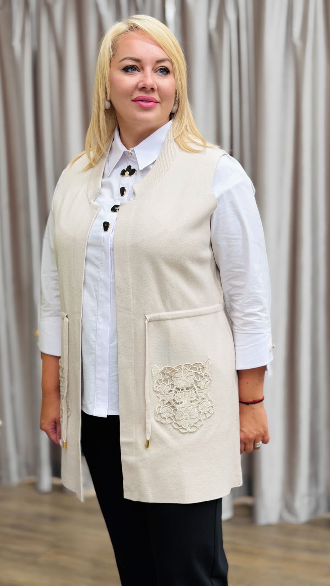Vestă lungă din tricot