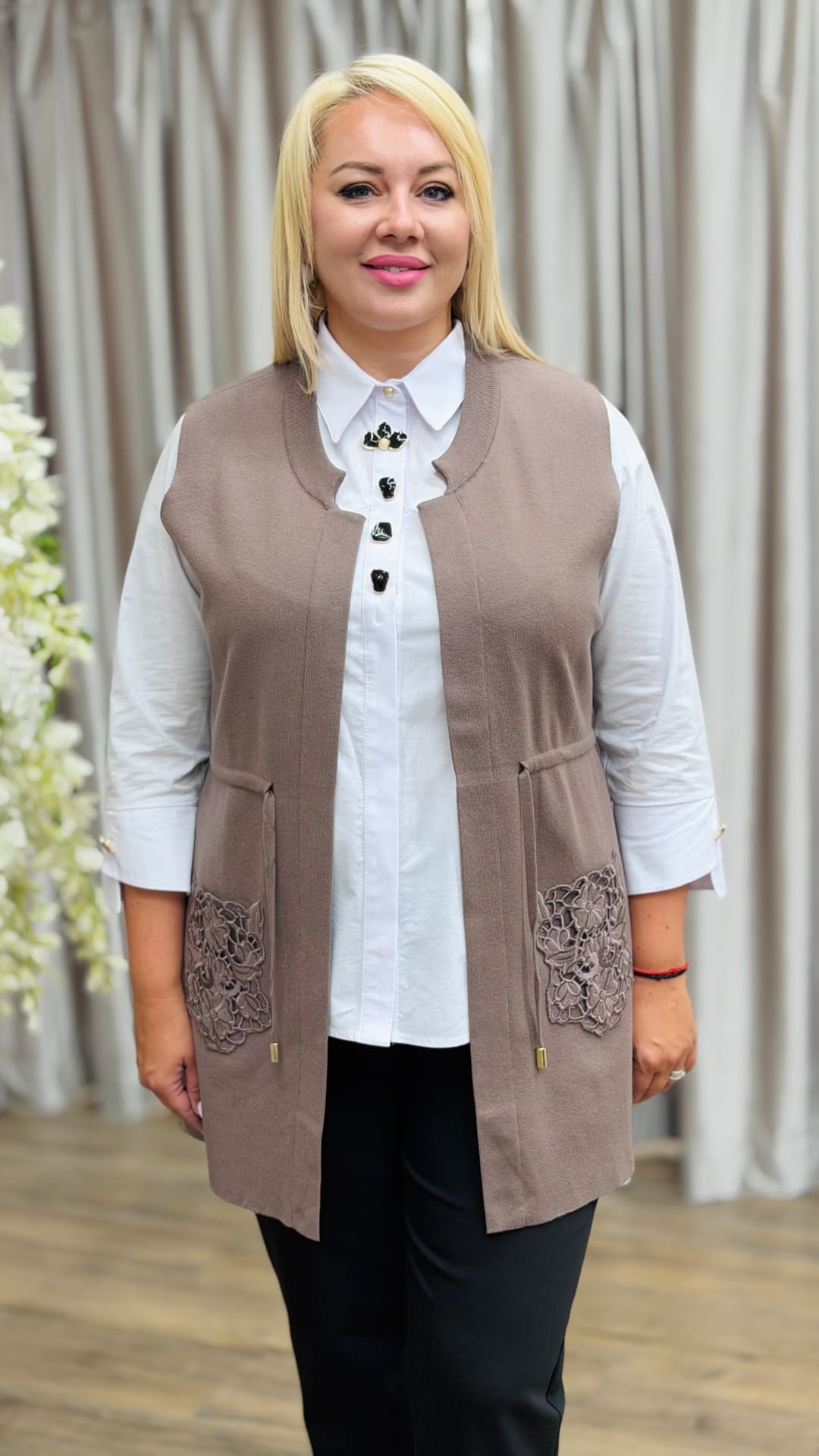 Vestă lungă din tricot
