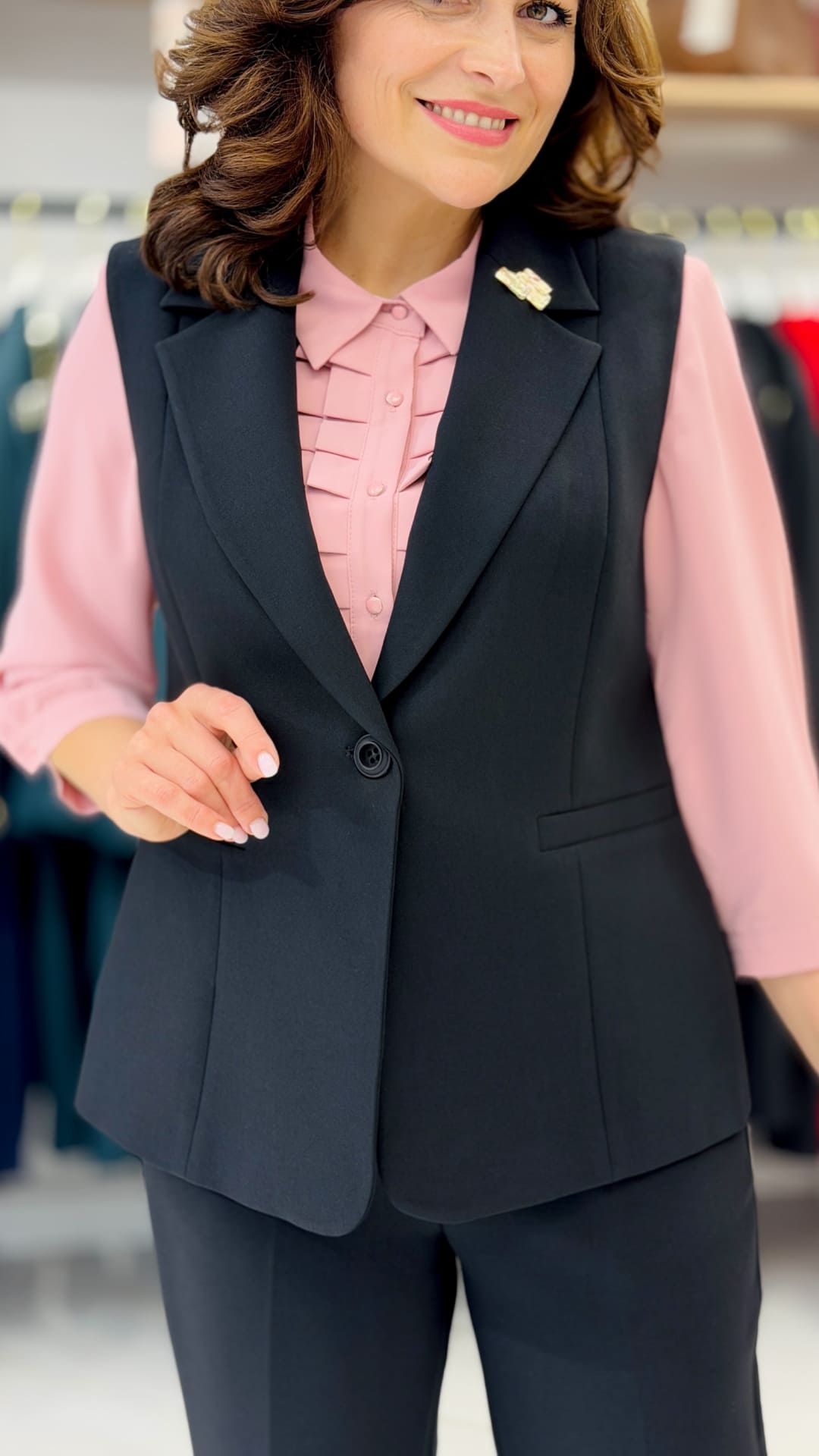 Costum clasic cu vestă tip sacou - imagine 2